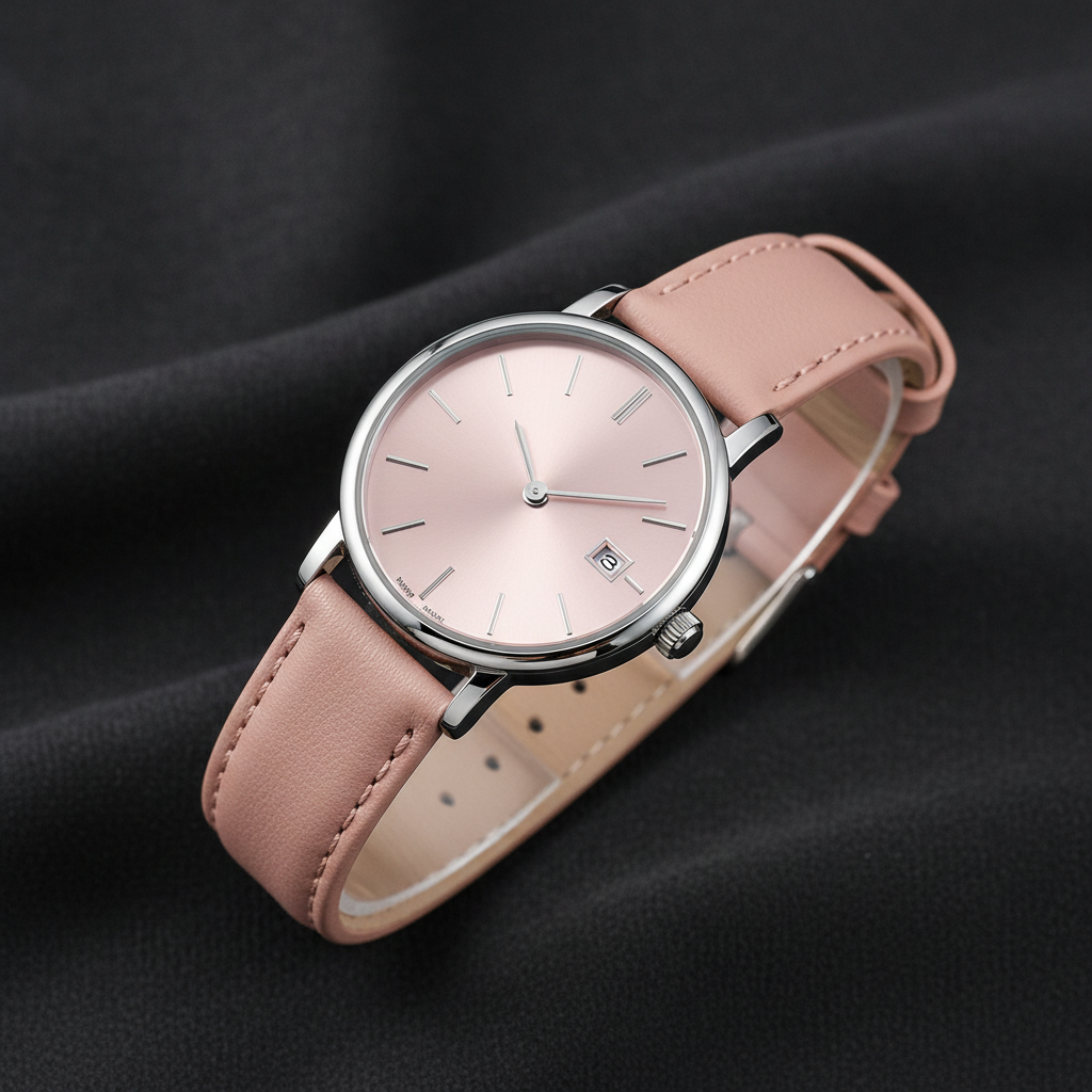 VELMONT Isolde blush pink leather women's watch