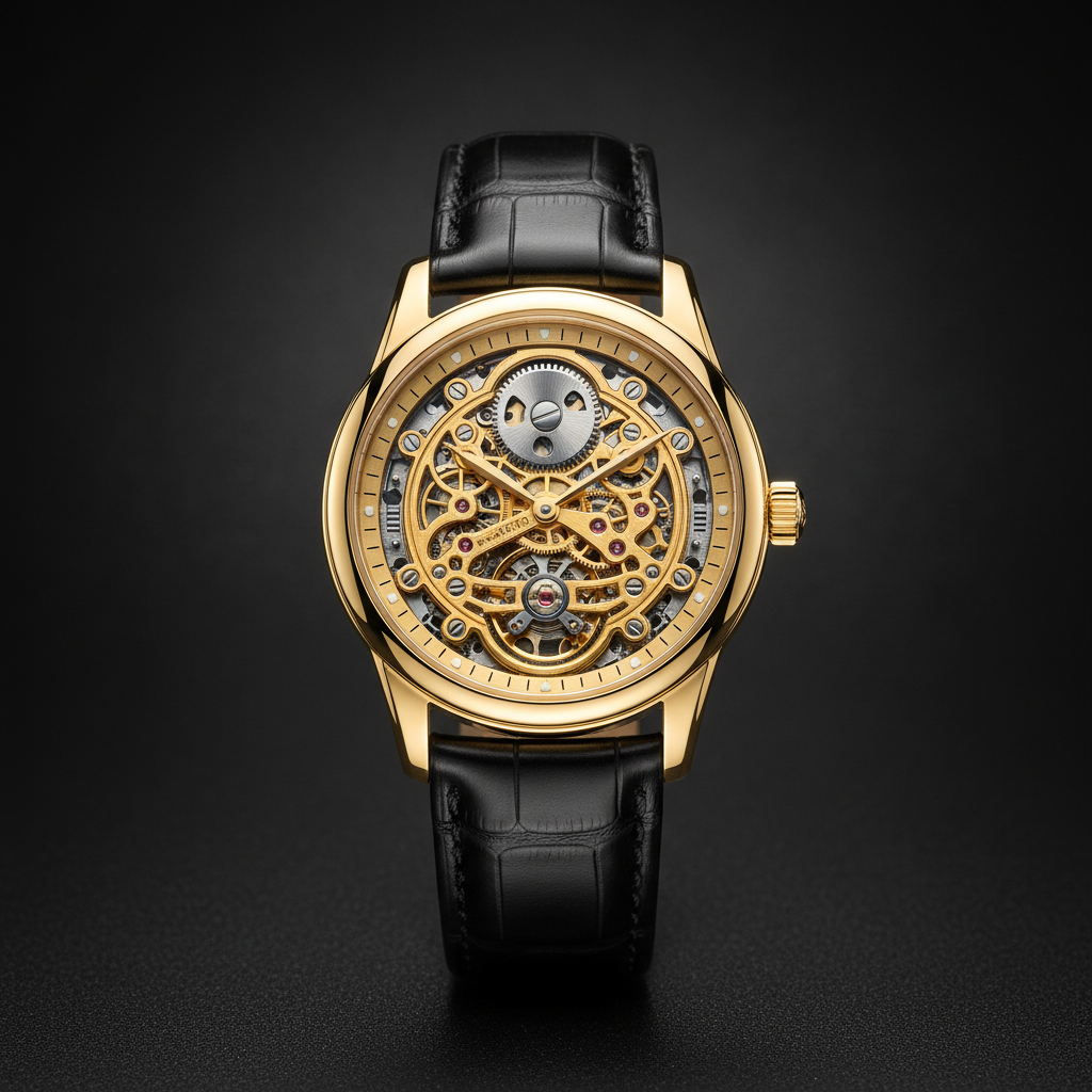 VELMONT Sovereign gold skeleton automatic watch
