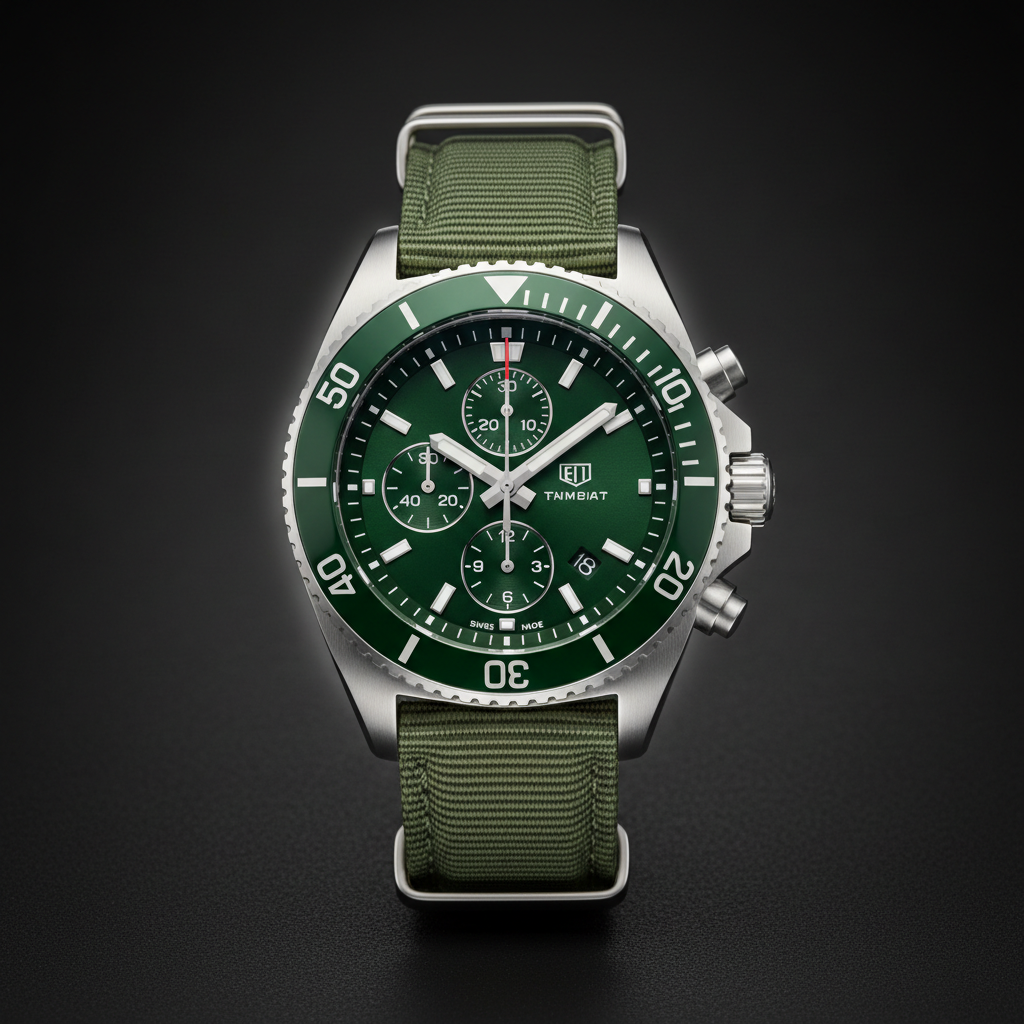 VELMONT Stratos green dial chronograph watch